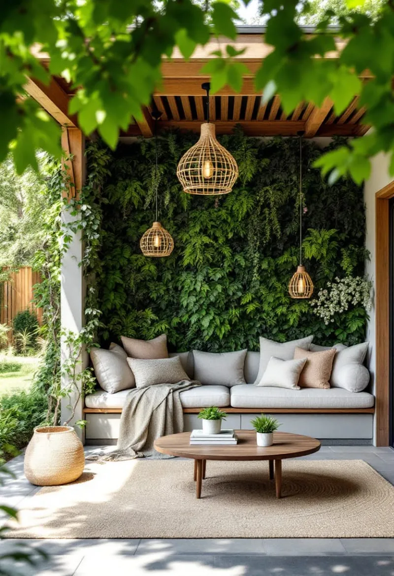 19 Inspiring Backyard Pavilion Ideas: Unique Designs You Can't Miss 57 pavilion with vertical garden walls and built-in reading nook 1