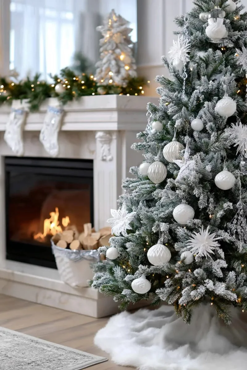 31 Dreamy Christmas Tree Decorations for a Unique Festive Touch 30 pearl white bulbs and crystal icicles for snowy, elegant tree inspiration 1