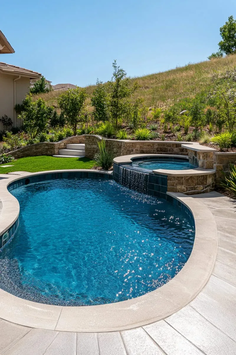 pool with built-in spa and bubbling jets for relaxation 1