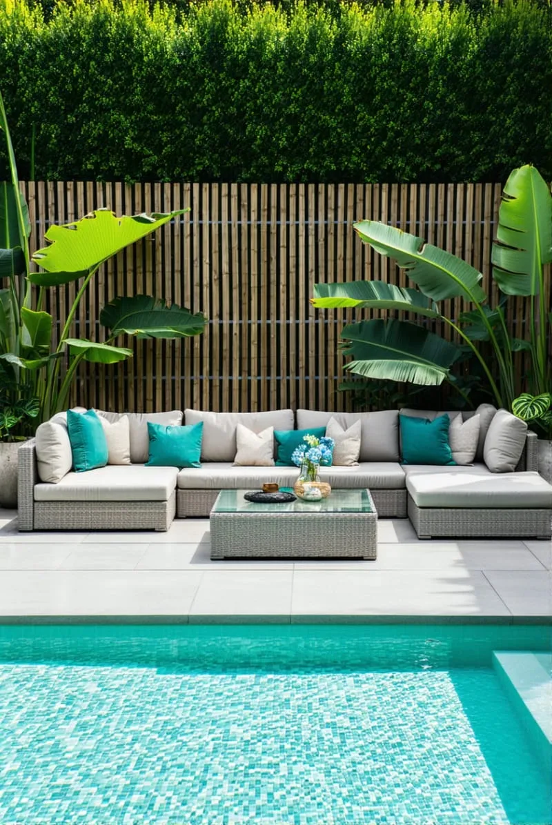 poolside lounge with weatherproof chaise sectionals 1