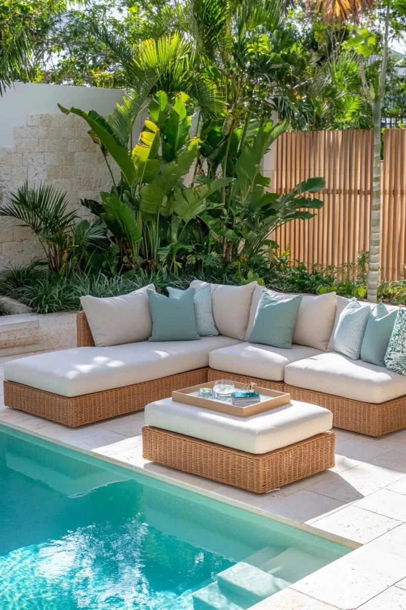 poolside lounge with weatherproof chaise sectionals 1
