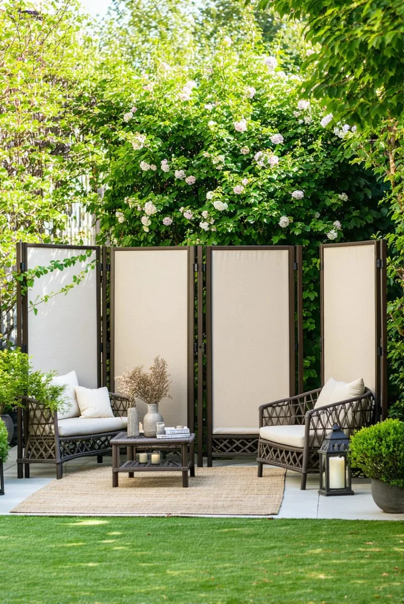 27 Unique Backyard Privacy Designs for A Serene Outdoor Oasis 72 portable folding screens for flexible backyard privacy 1