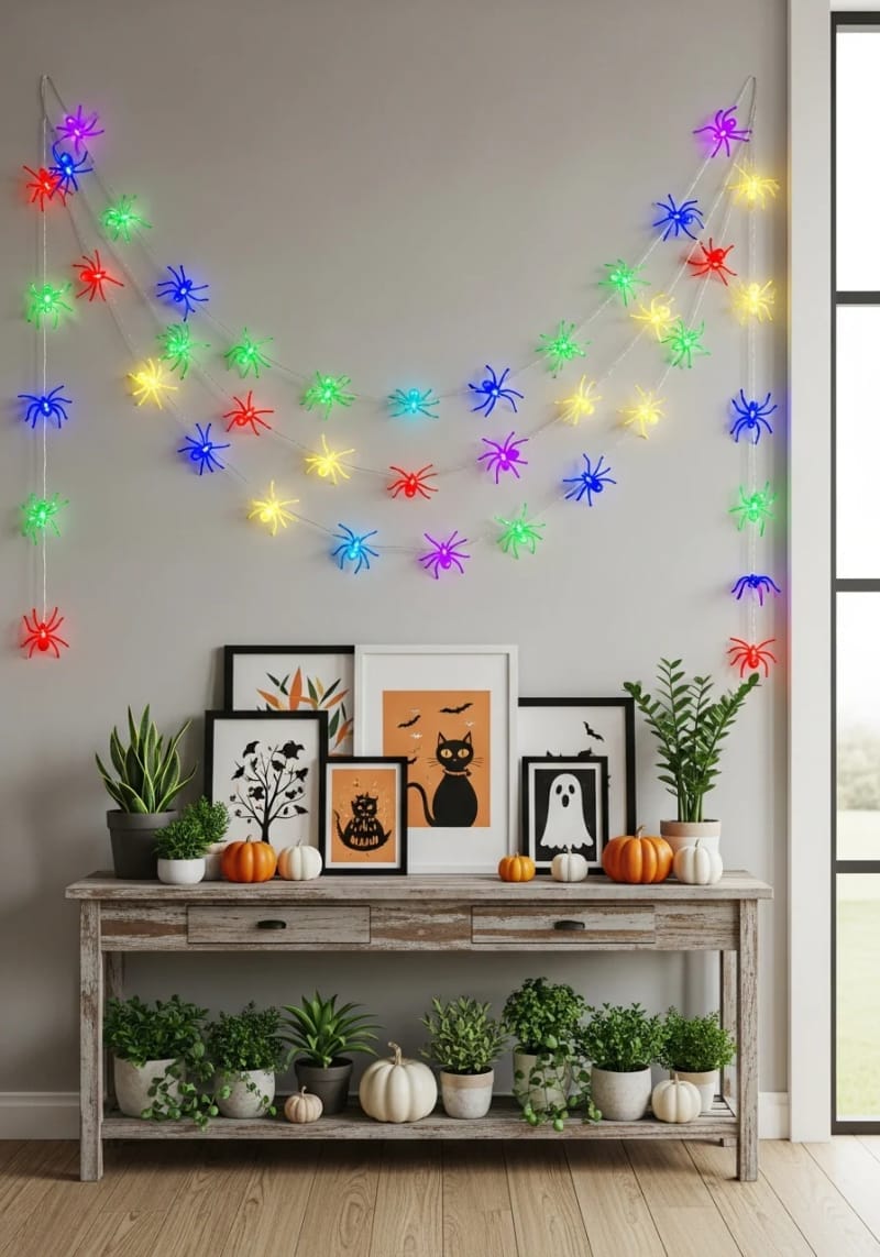 rainbow-hued spider string lights 1