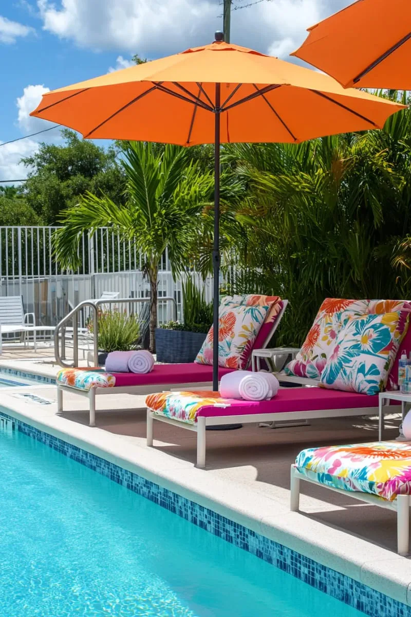 raised sundeck with in-pool loungers and umbrellas for ultimate relaxation 1