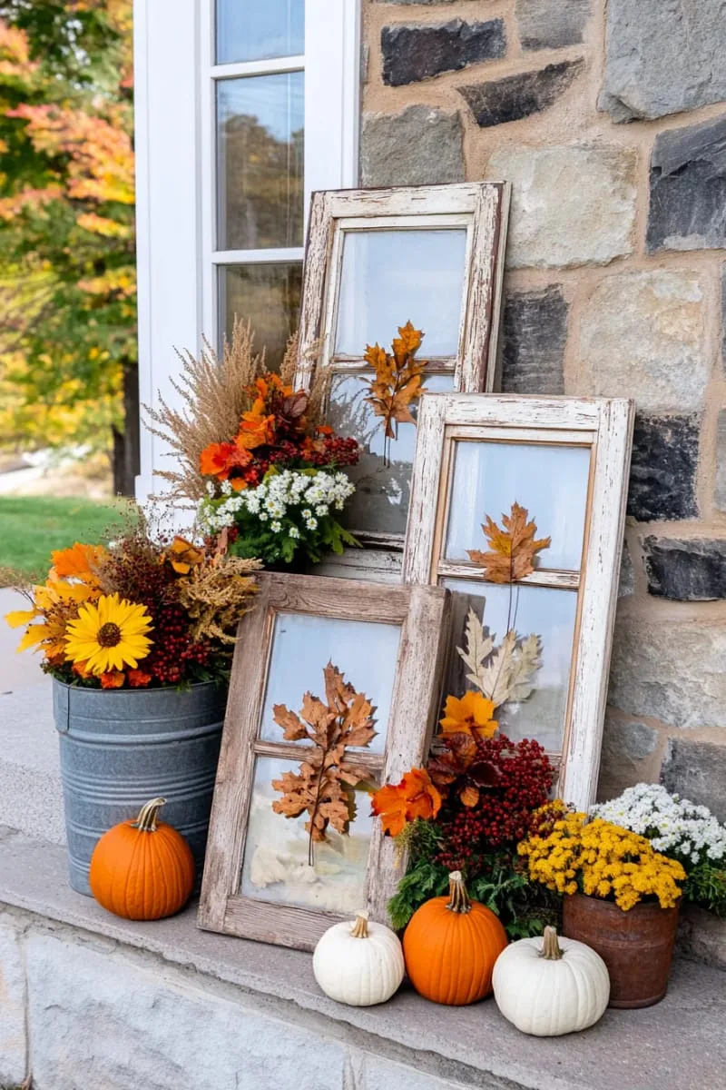 reclaimed window frames showcasing pressed fall botanicals 1 reclaimed window frames showcasing pressed fall botanicals 1