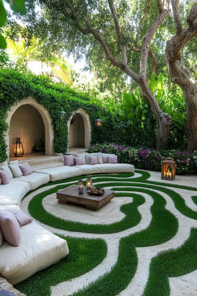 27 Unique Backyard Privacy Designs for A Serene Outdoor Oasis 64 sculpted hedge maze with cozy hidden seating 1