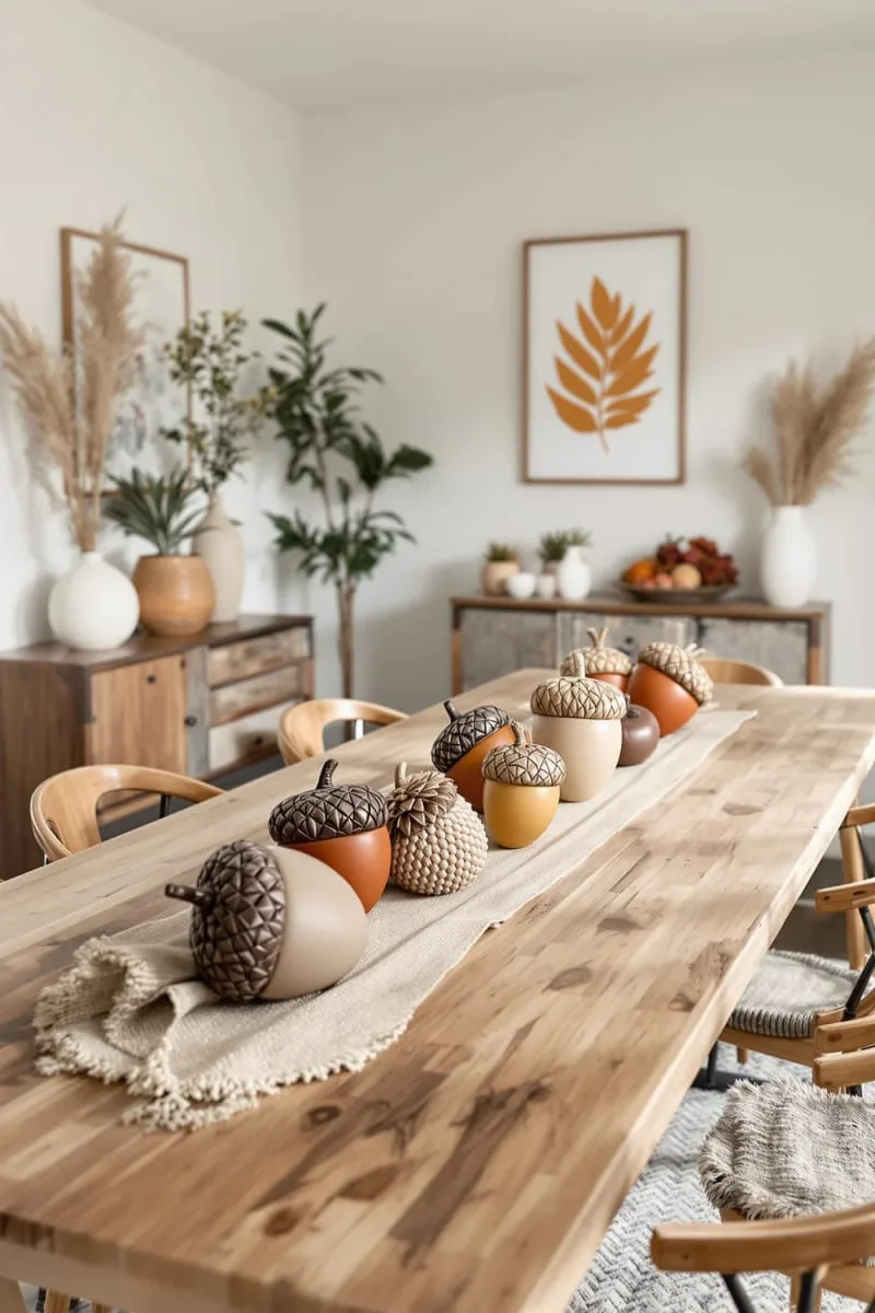 sculptural acorn centerpieces with matte finishes 1