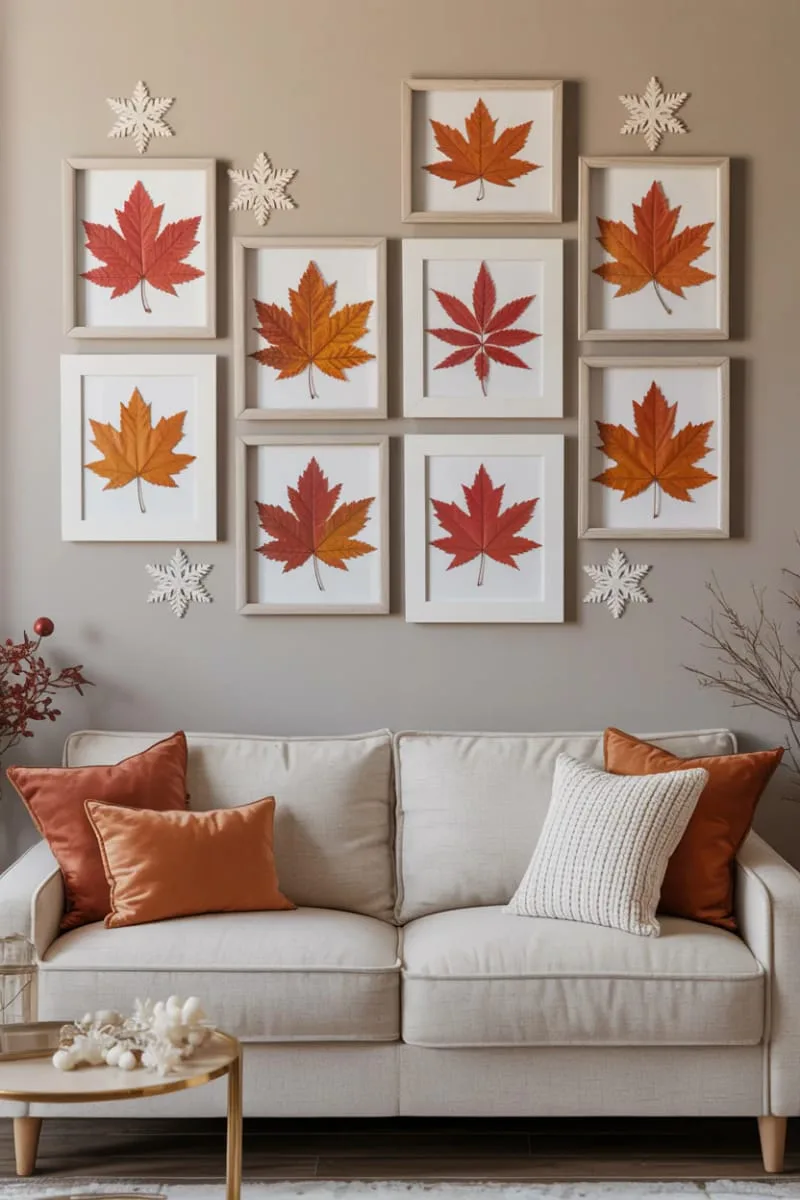 shadowbox frames filled with pressed autumn leaves and snowflakes 1 shadowbox frames filled with pressed autumn leaves and snowflakes 1