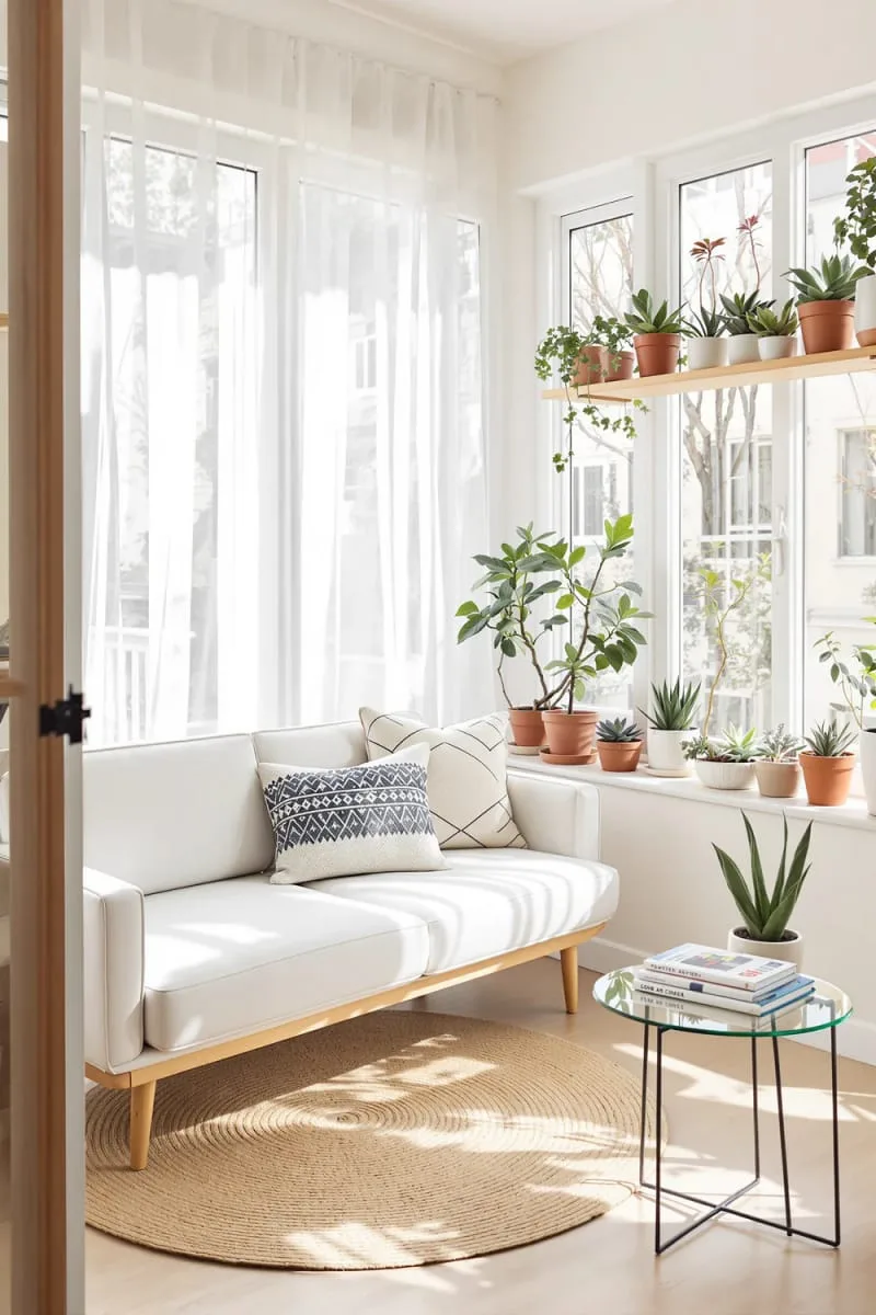 19 Small Sunroom Ideas to Brighten Small Spaces 101 simple sunroom decorated with succulents and minimalist furniture 1