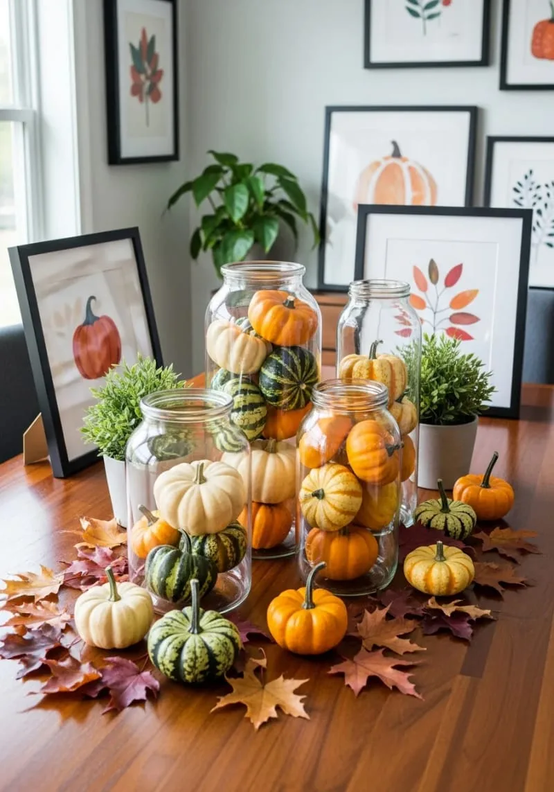 sleek glass jars filled with marbled mini squash 1