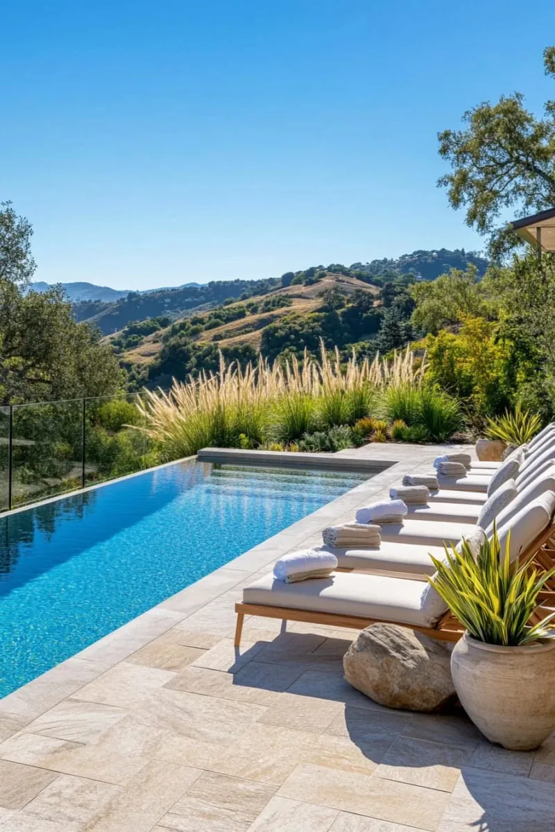 sleek infinity edge pool merging with surrounding landscape and scenic views 1