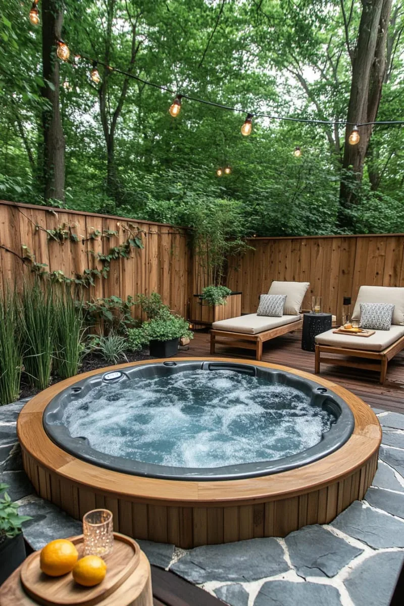 27 New Small Backyard Designs to Copy For Your Outdoor Space 64 small deck with a built-in spa hot tub 1