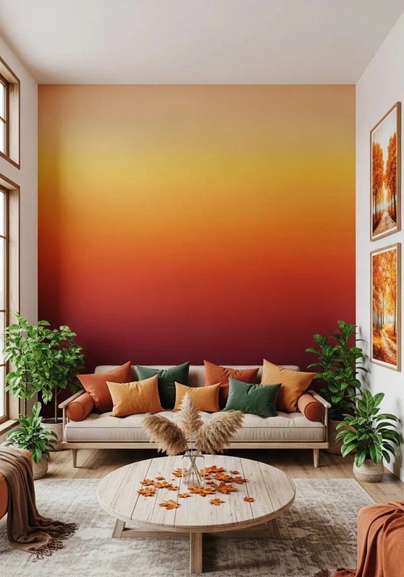 statement wall of ombré fall tones 1