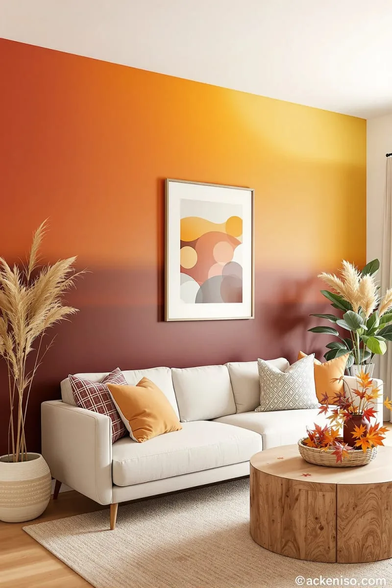 statement wall of ombré fall tones 1