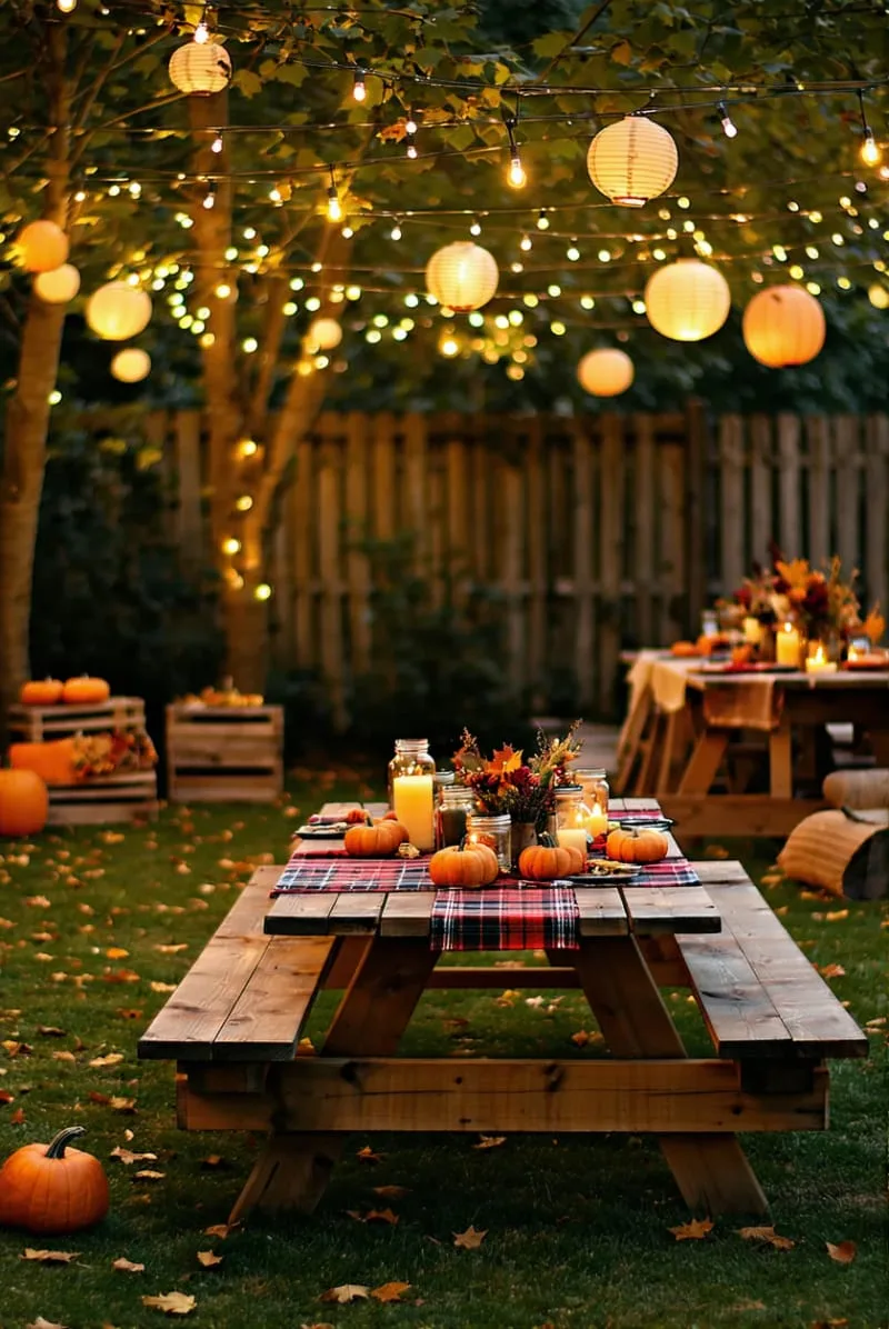 string lights and paper lanterns for a glowing backyard gathering 1