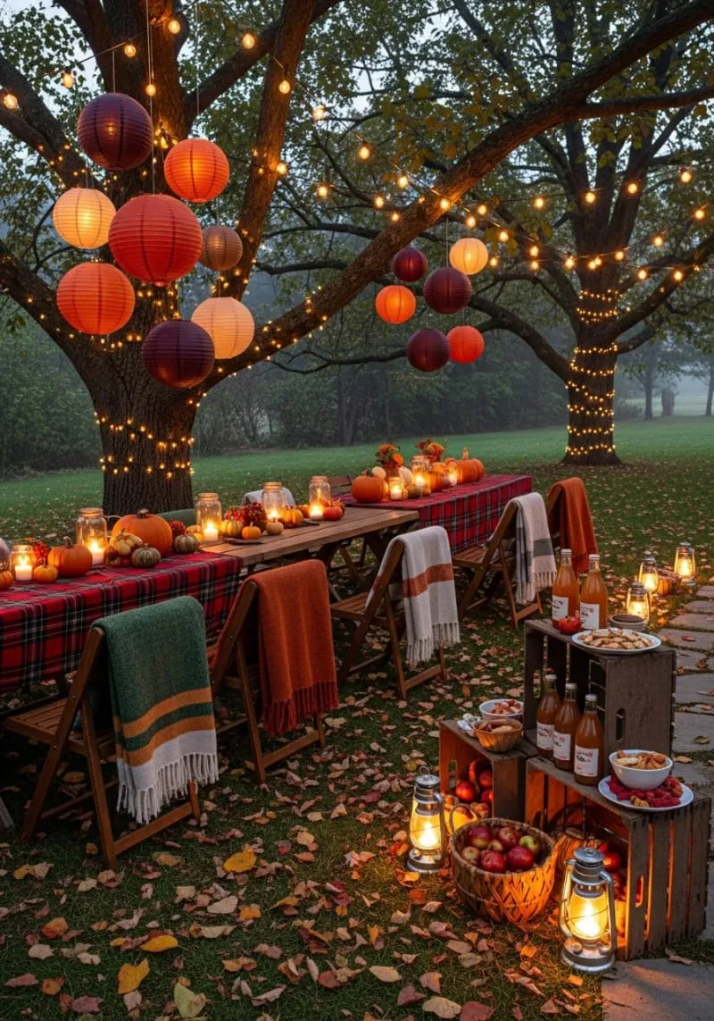 string lights and paper lanterns for a glowing backyard gathering 1