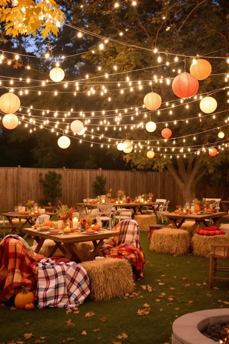 string lights and paper lanterns for a glowing backyard gathering 1