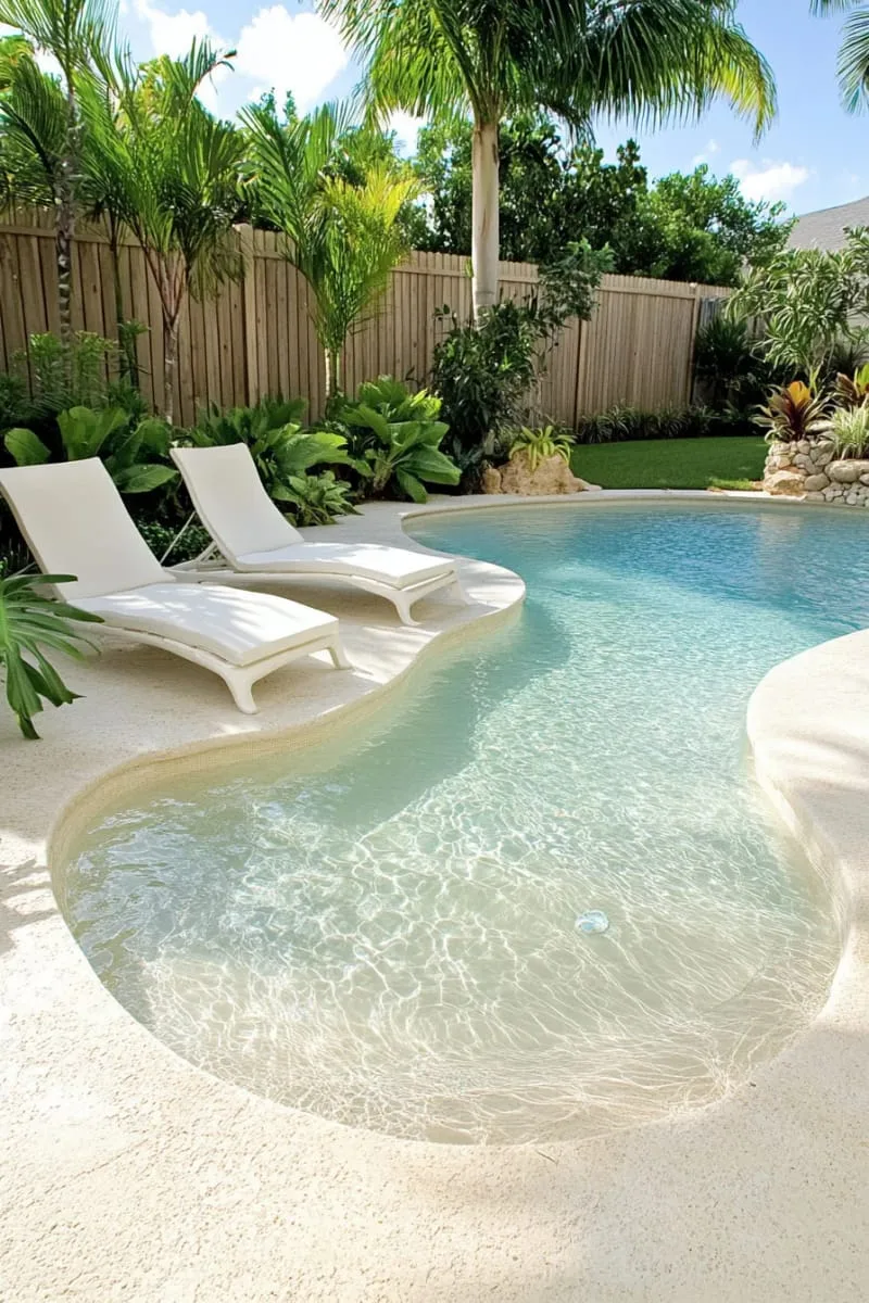 submerged sun loungers on the gentle sloping pool entrance 1