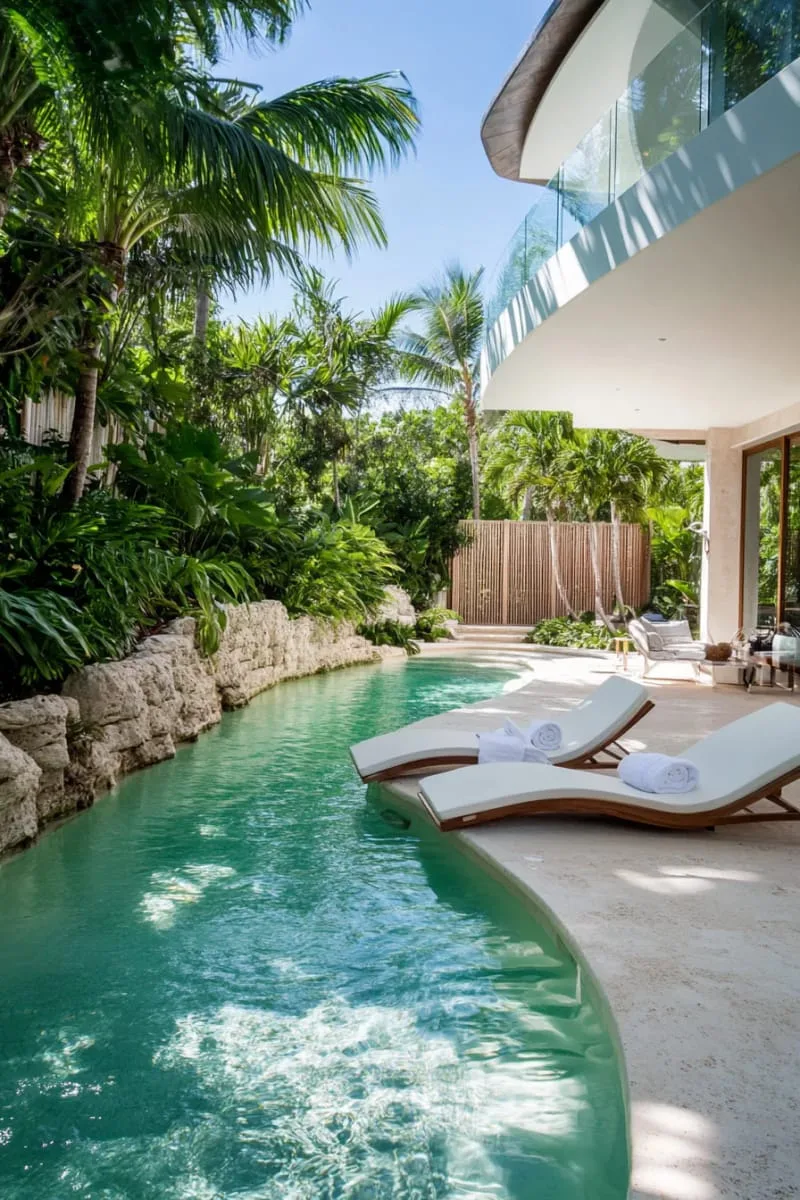 submerged sun loungers on the gentle sloping pool entrance 1