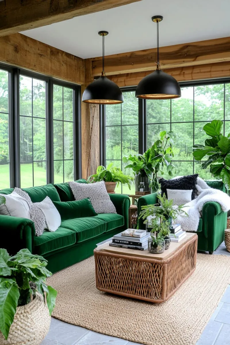 29 Unique Barndominium Interiors For Your Next Makeover 31 sunken lounge area with plush seating and panoramic field views 1