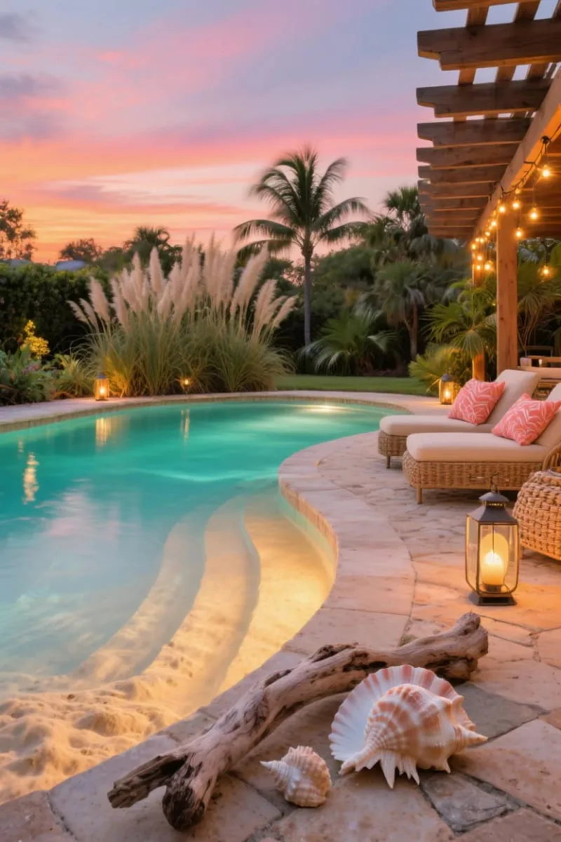 sunset-inspired led lighting glowing under the sloped entry water 1