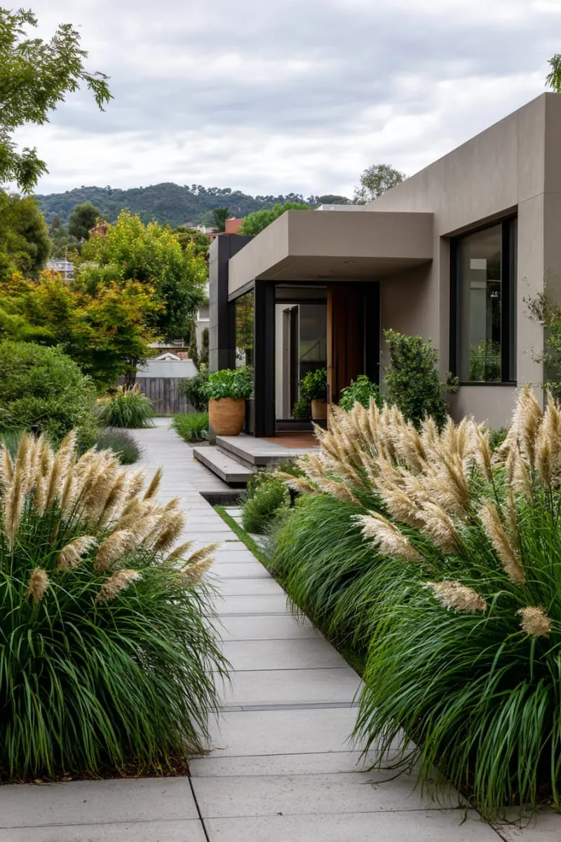 27 Unique Backyard Privacy Designs for A Serene Outdoor Oasis 58 tall ornamental grass beds swaying in the breeze 1