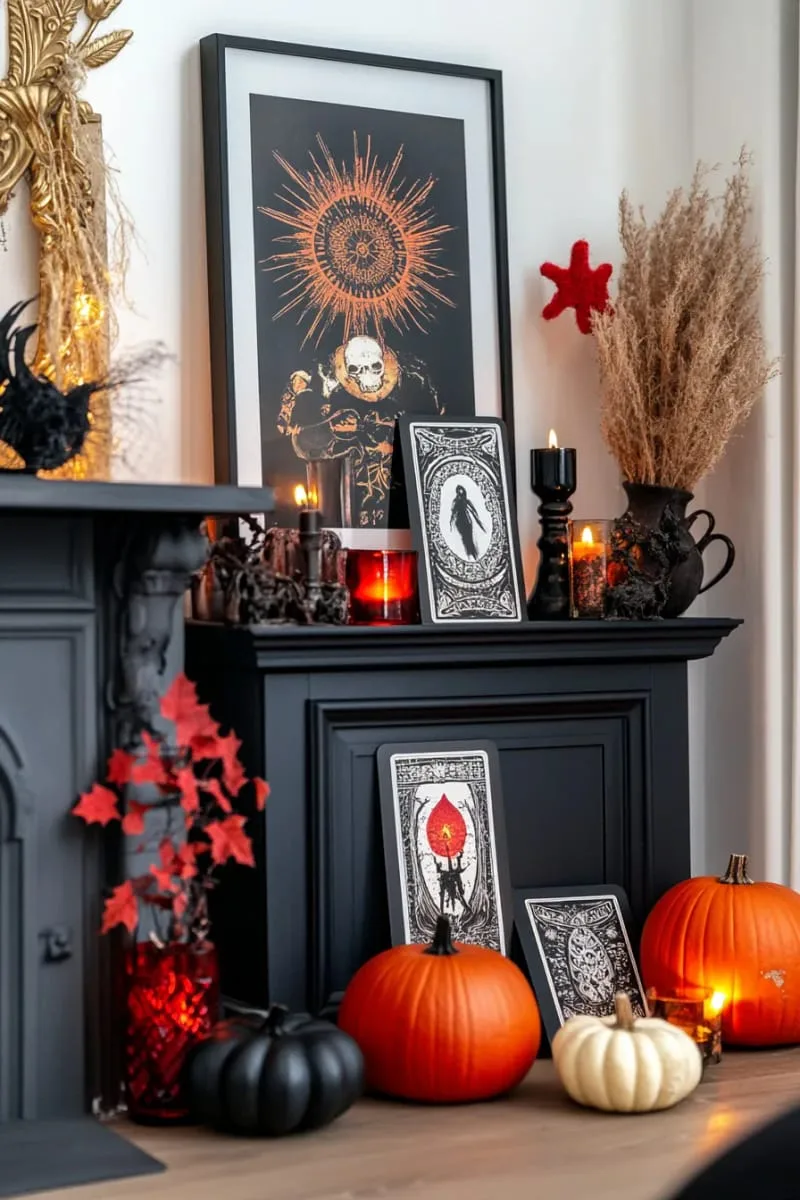 tarot card display with moving eyes peering through cutouts 1