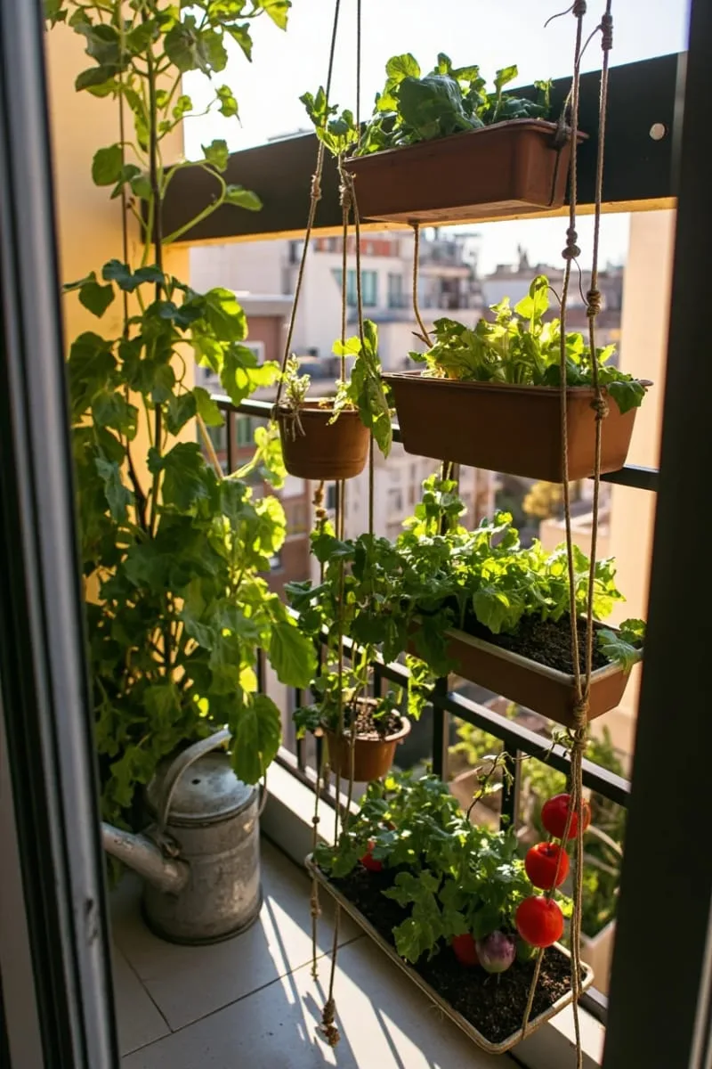 tiered hanging vegetable garden for apartment balcony spaces 1