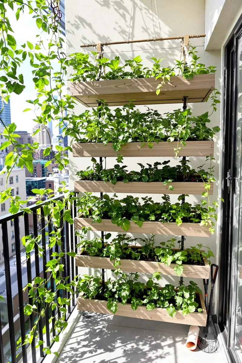 tiered hanging vegetable garden for apartment balcony spaces 1