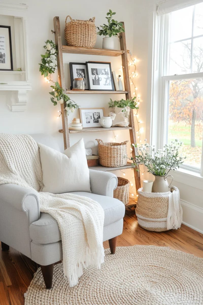 turn old ladders into a display rack 10