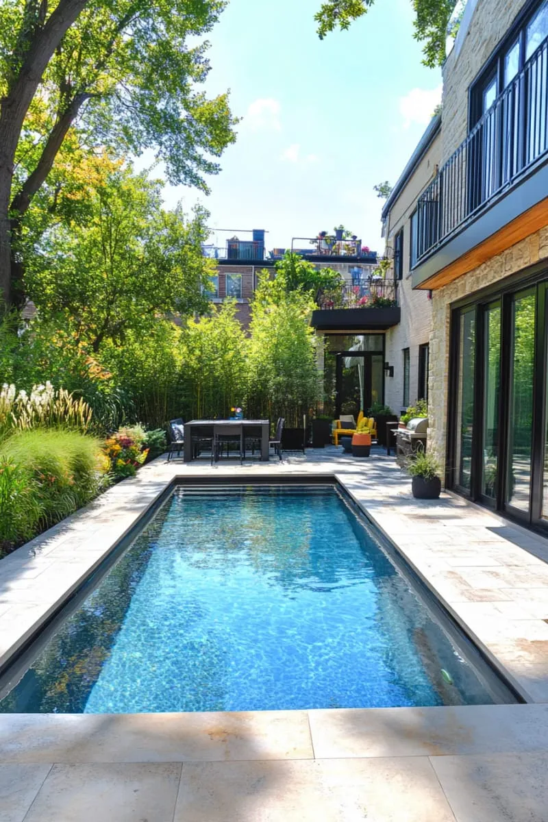 urban plunge pool with glass safety walls and rooftop garden views 1