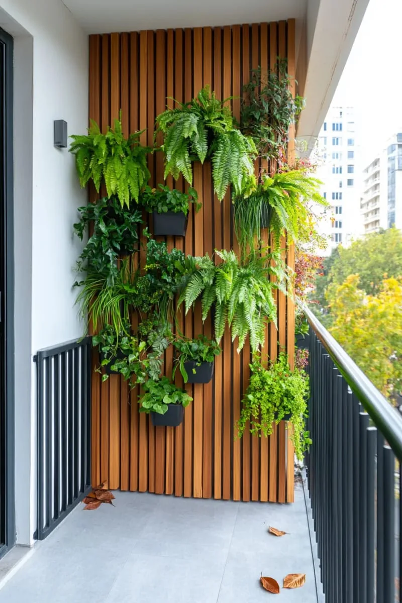vertical garden wall using cascading ferns and trailing pothos 1