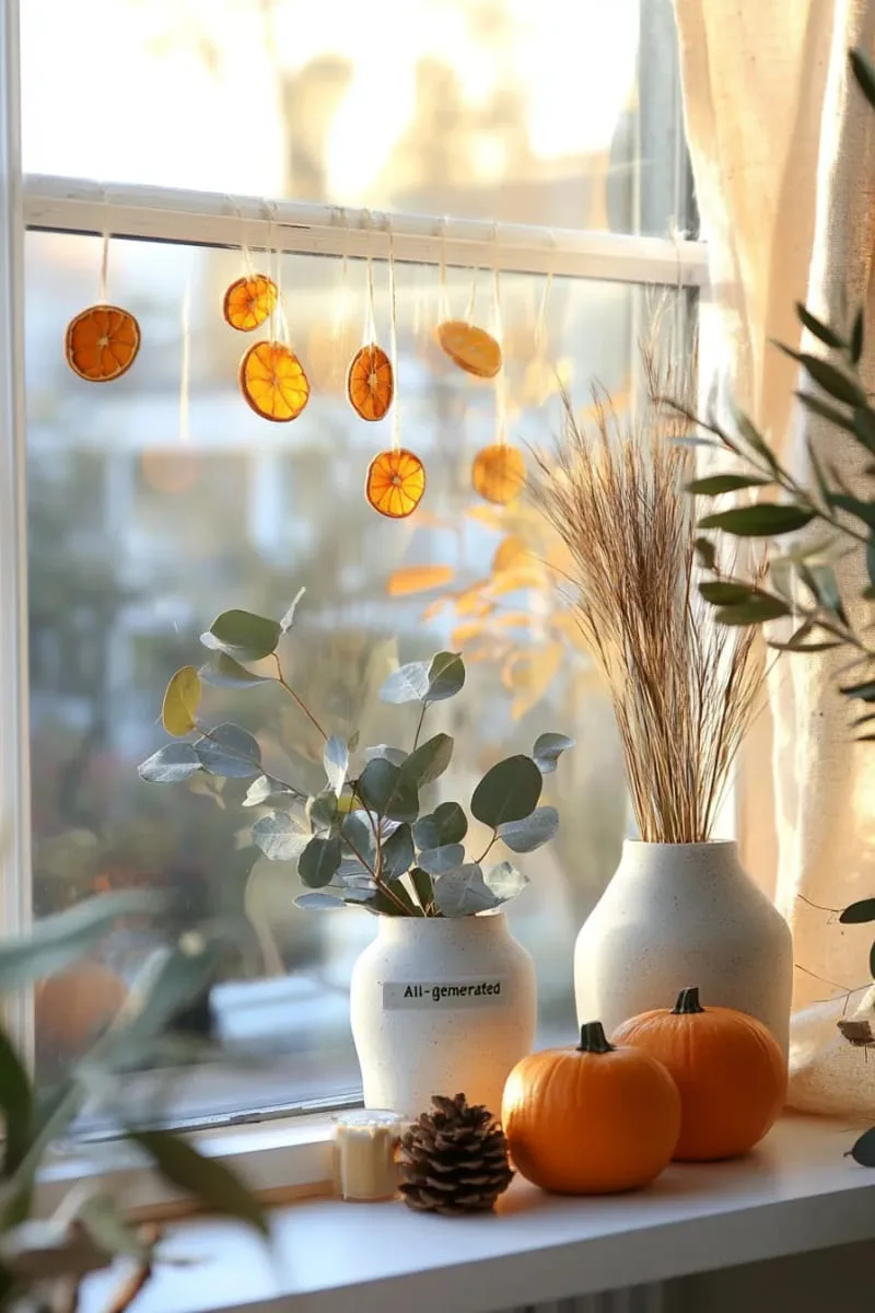 window garland made from dried orange slices and eucalyptus 1