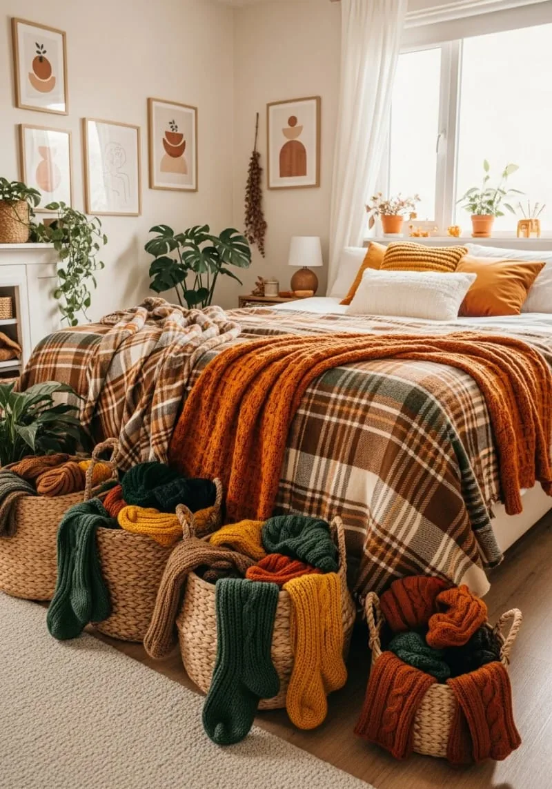 woven baskets filled with cozy knit socks 1