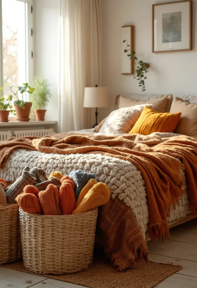 woven baskets filled with cozy knit socks 1