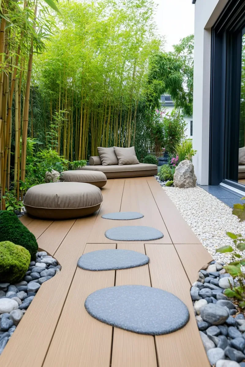 zen-inspired garden lounge with bamboo screens 1