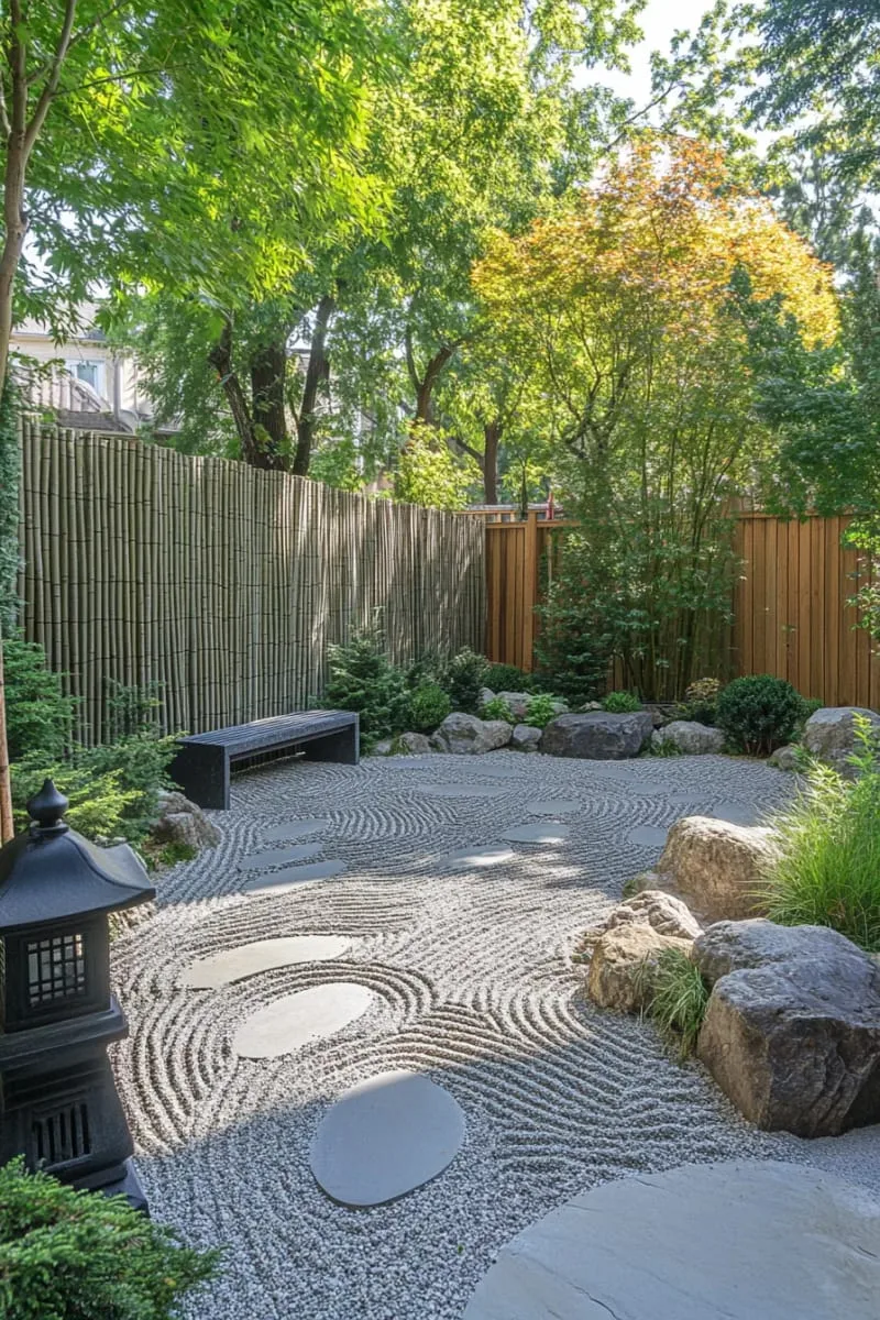 27 New Small Backyard Designs to Copy For Your Outdoor Space 25 zen-inspired gravel garden with sculptural rocks and bamboo 1