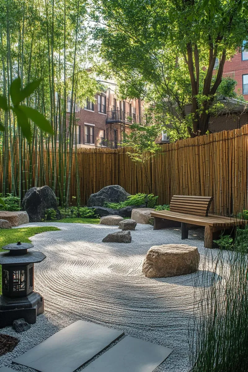 27 New Small Backyard Designs to Copy For Your Outdoor Space 27 zen-inspired gravel garden with sculptural rocks and bamboo 1