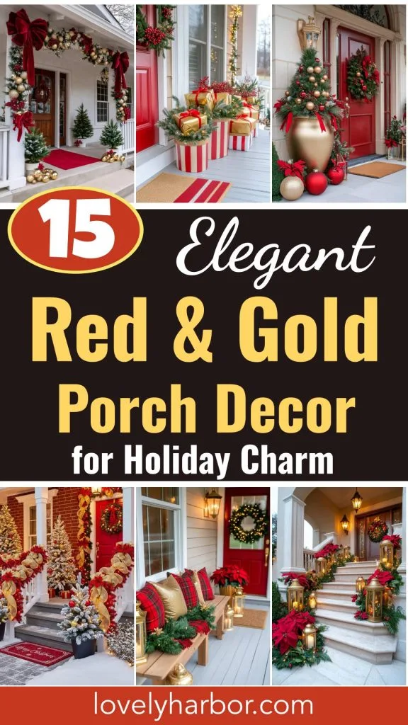 15 Red And Gold Christmas Front Porch Decor Ideas For A Classic Holiday Look