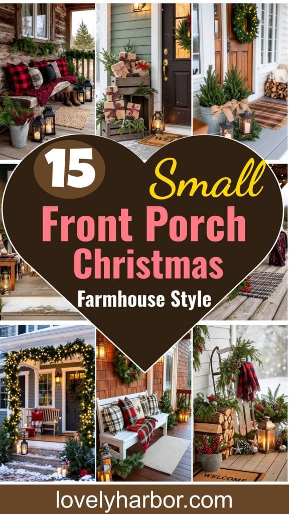 15 Small Front Porch Christmas Decor Ideas In Rustic Country Style For A Farmhouse