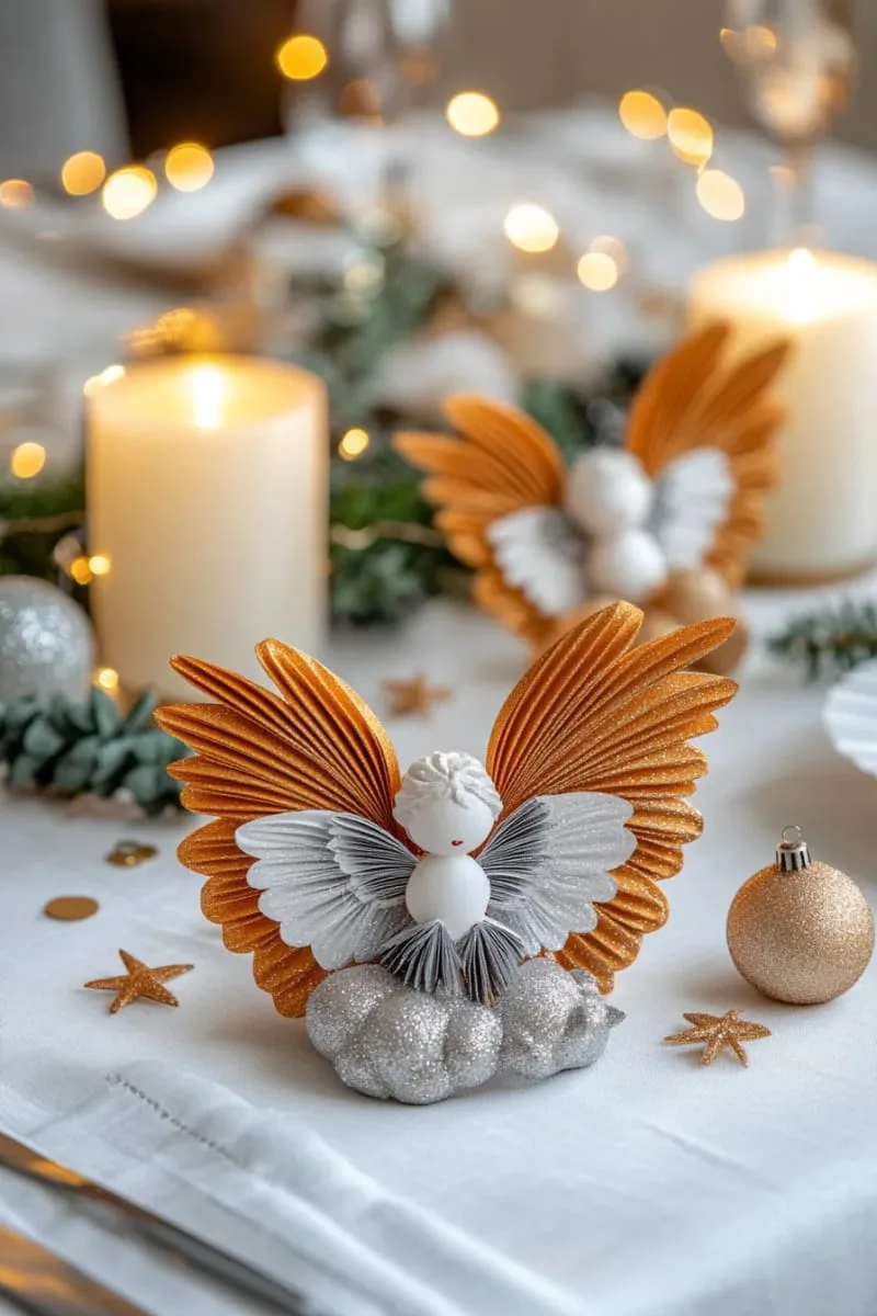 27 Stunning Christmas Decoration Crafts for a Unique 2025 166 3d paper angel figurines with metallic wings for table centerpieces 1