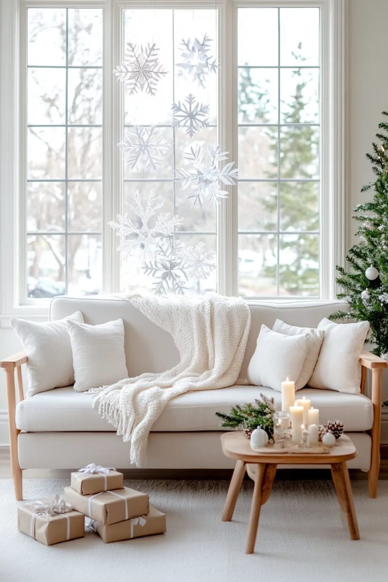 3d paper snowflakes in minimalist white folded geometric shapes 1