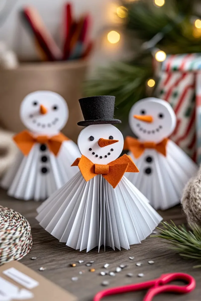 27 Stunning Christmas Decoration Crafts for a Unique 2025 98 accordion folded paper snowmen greeting cards 1