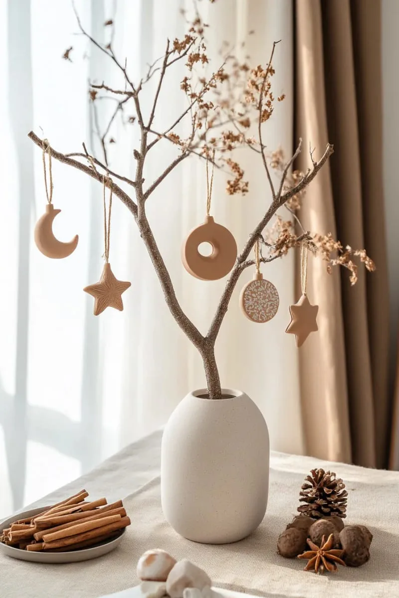27 Sustainable Christmas Trees For Cheap and Eco-Friendly Decor 34 adorn a bare wooden tree with clay ornaments and cinnamon sticks. 1