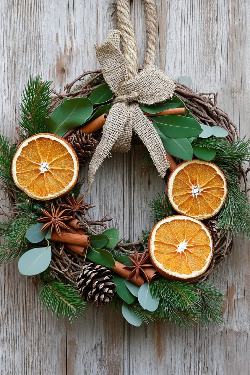 27 Stunning Winter Decor Ideas for a Stylish Retreat 24 adorn a wreath with dried oranges, cinnamon sticks, and fir sprigs for a rustic touch. 1