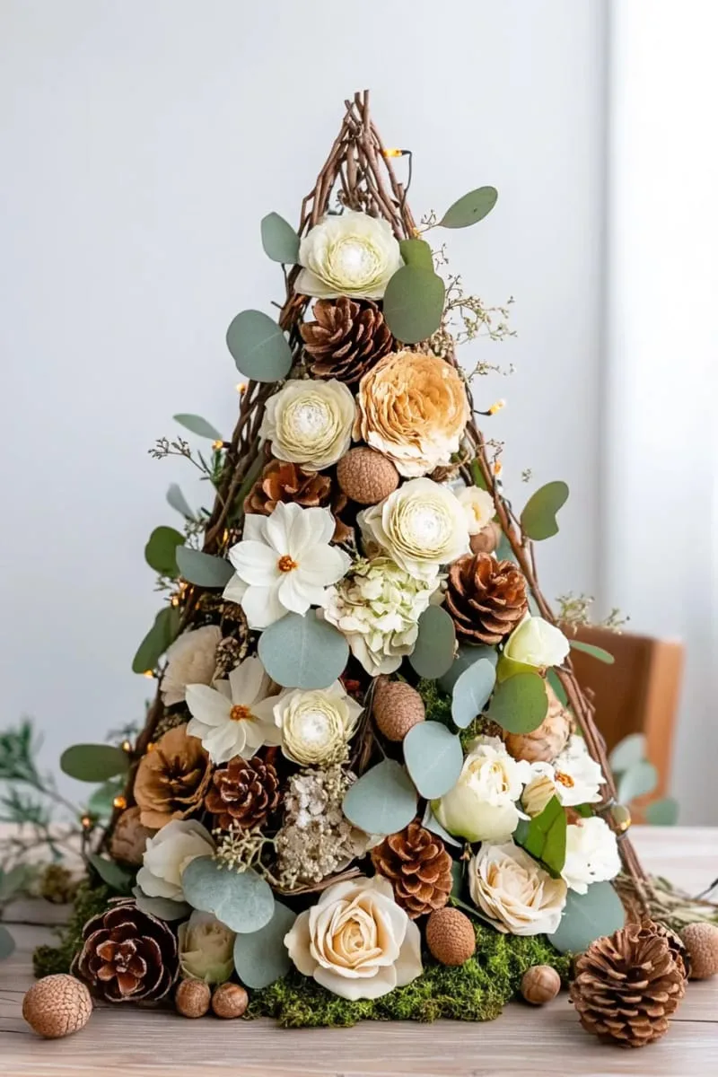 27 Sustainable Christmas Trees For Cheap and Eco-Friendly Decor 53 arrange twigs and dried flowers into a delicate woodland christmas tree. 1