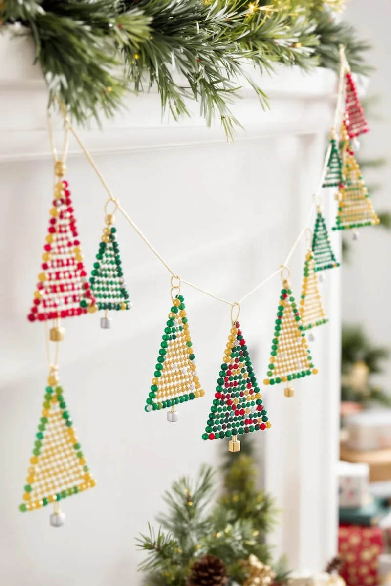 beaded triangle trees strung together for a playful room garland 1