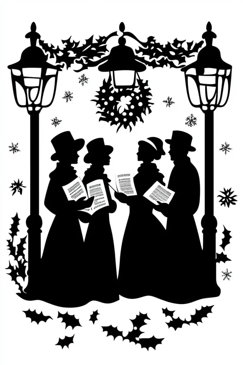 25 Best Christmas Window Decor Ideas to Try This Year 77 black and white silhouette stickers of classic christmas carolers and lamp posts. 1
