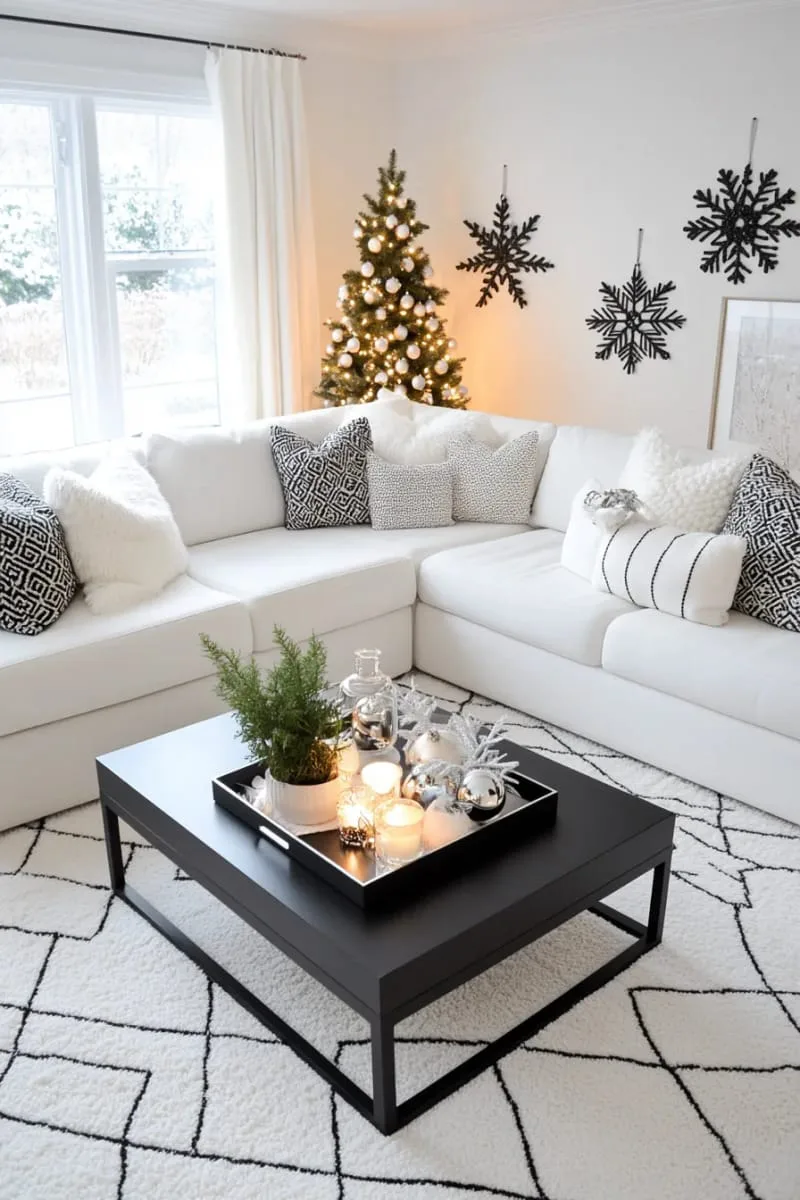 black and white snowflake window decals for a graphic winter statement 1