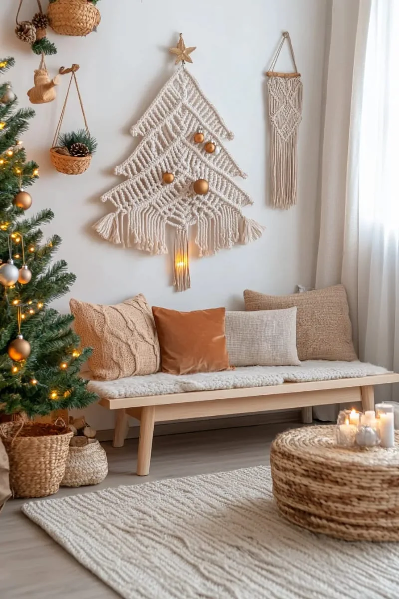 29 Best Christmas Decorations Trends You Can't Miss This Year 150 boho macramé tree wall hanging with mini ornaments 1